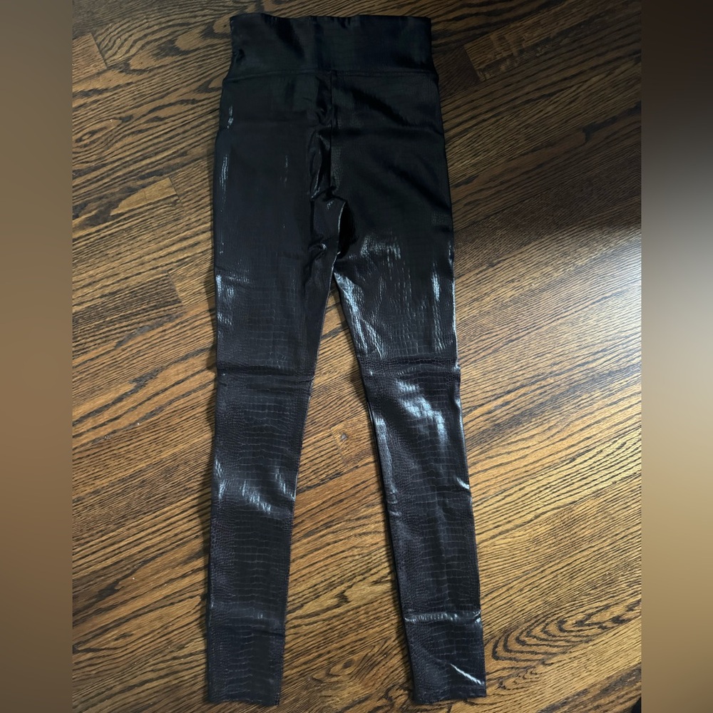 Spanx Faux Leather Croc Shine Brown Leggings